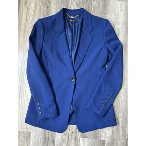 DKNY One Button Blazer Jacket Royal Blue Women's Size 6 Career Workwear Lined